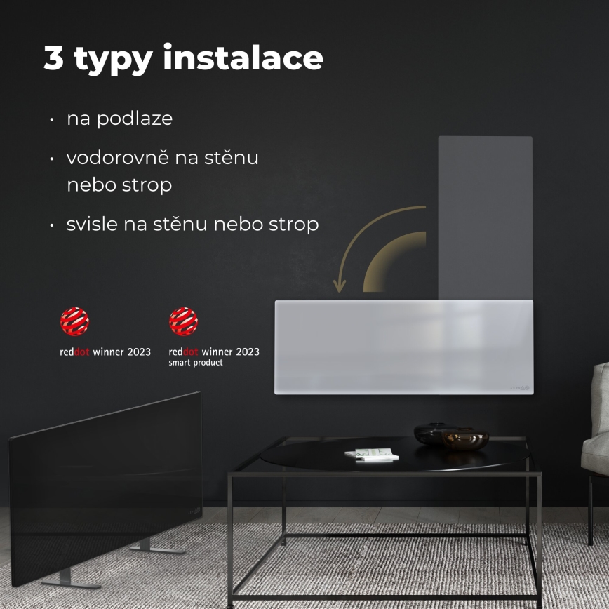 AENO - Pametna električna infrardeča plošča 700W časovnik/termostat IP44 Wi-fi bela