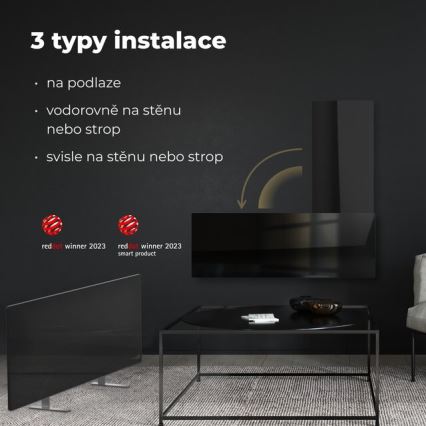 AENO - Pametna električna infrardeča plošča 700W časovnik/termostat IP44 Wi-fi črna