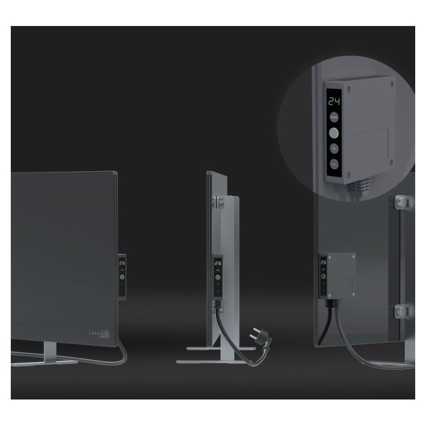 AENO - Pametna električna infrardeča plošča z LED zaslon 700W časovnik/termostat IP44 Wi-fi siva