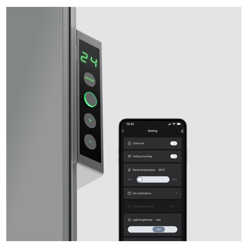 AENO - Pametna električna infrardeča plošča z LED zaslon 700W časovnik/termostat IP44 Wi-fi siva