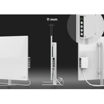 AENO - Pametna električna infrardeča plošča z LED zaslon 700W časovnik/termostat IP44 Wi-fi bela