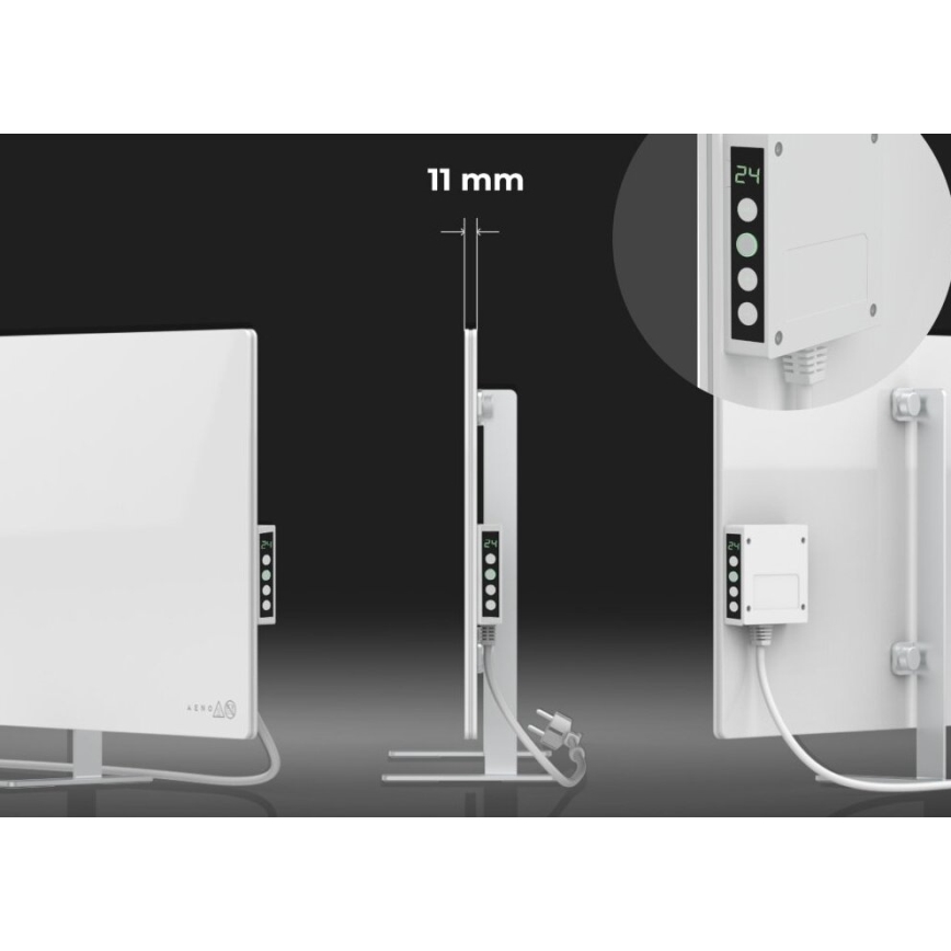 AENO - Pametna električna infrardeča plošča z LED zaslon 700W časovnik/termostat IP44 Wi-fi bela