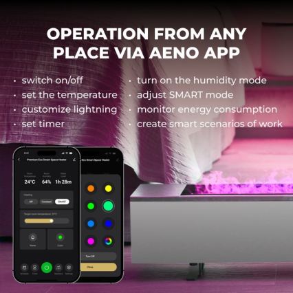 AENO - Pametni električni grelnik/konvektor 1000/2000W bela