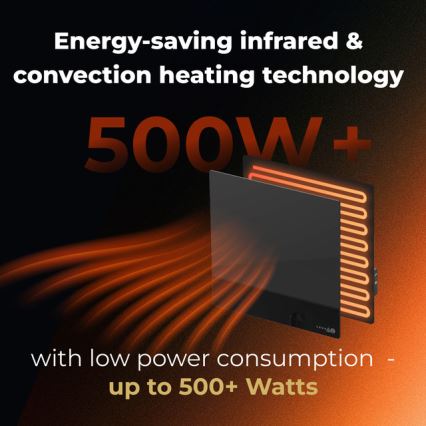 AENO - Pametni električni infrapanel 500W časovnik/termostat Wi-Fi črna