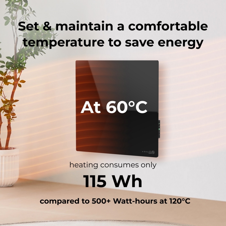 AENO - Pametni električni infrapanel 500W časovnik/termostat Wi-Fi črna