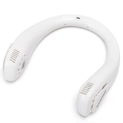 Aigostar - Akumulatorski vratni ventilator 4W/5V 2000mAh bela