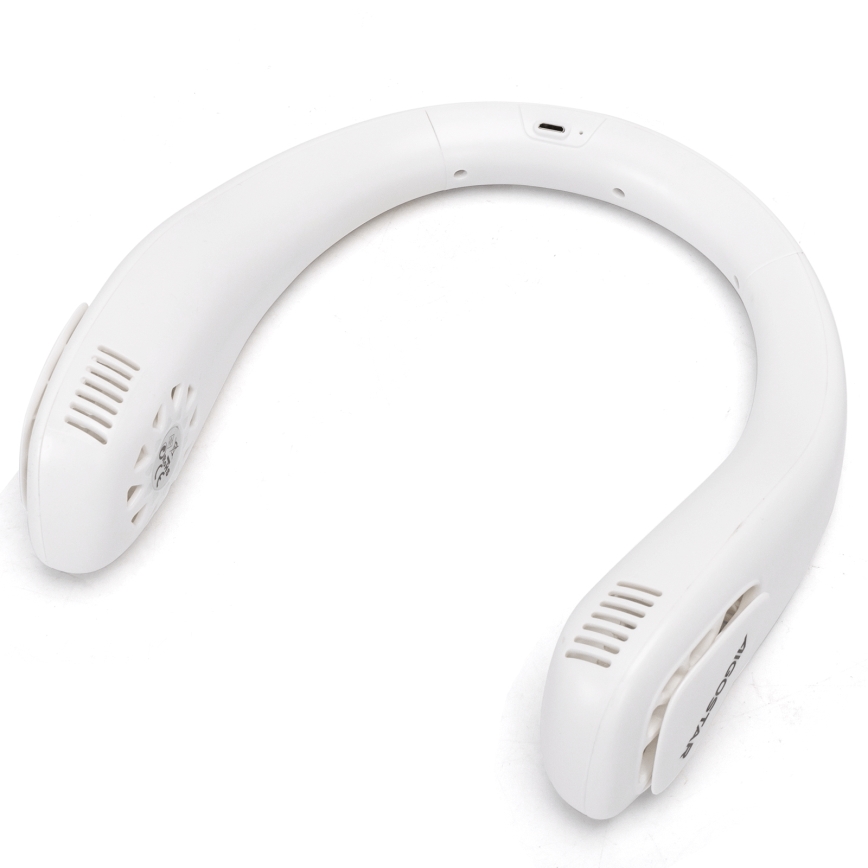 Aigostar - Akumulatorski vratni ventilator 4W/5V 2000mAh bela