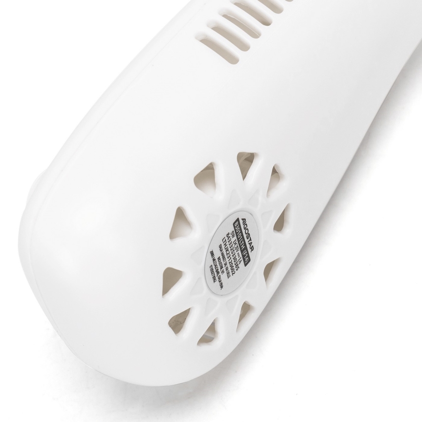 Aigostar - Akumulatorski vratni ventilator 4W/5V 2000mAh bela
