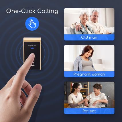 Aigostar - Brezžični zvonec za vtičnico 230V/12V IP44 črna