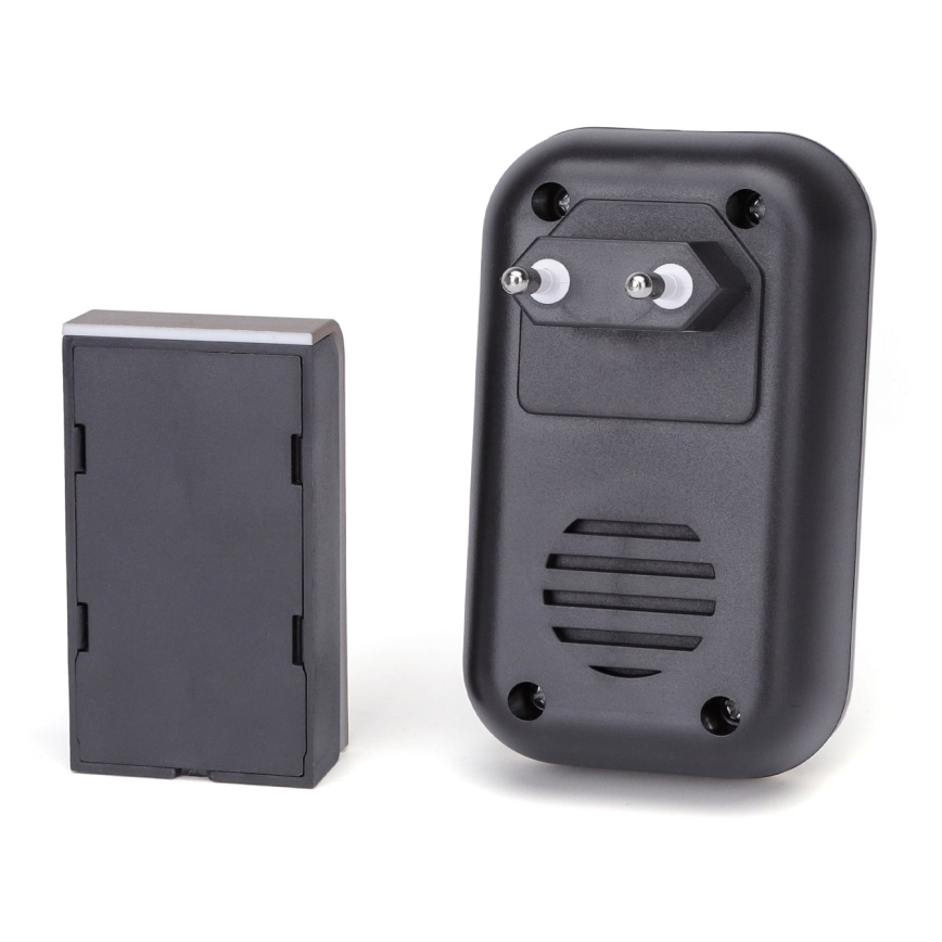 Aigostar - Brezžični zvonec za vtičnico 230V/12V IP44 črna