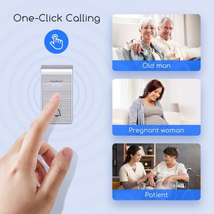 Aigostar - Brezžični zvonec za vtičnico 230V/12V IP44, srebrne barve