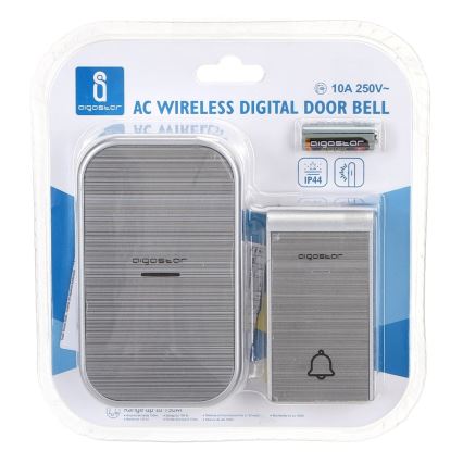 Aigostar - Brezžični zvonec za vtičnico 230V/12V IP44, srebrne barve