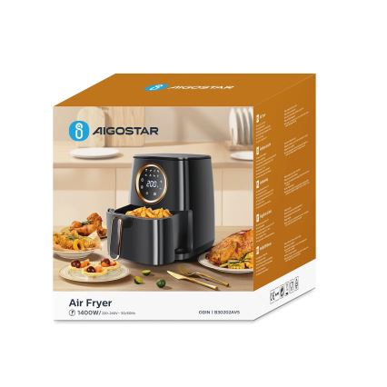 Aigostar - Cvrtnik na vroč zrak 1400W/230V 4,2l črna