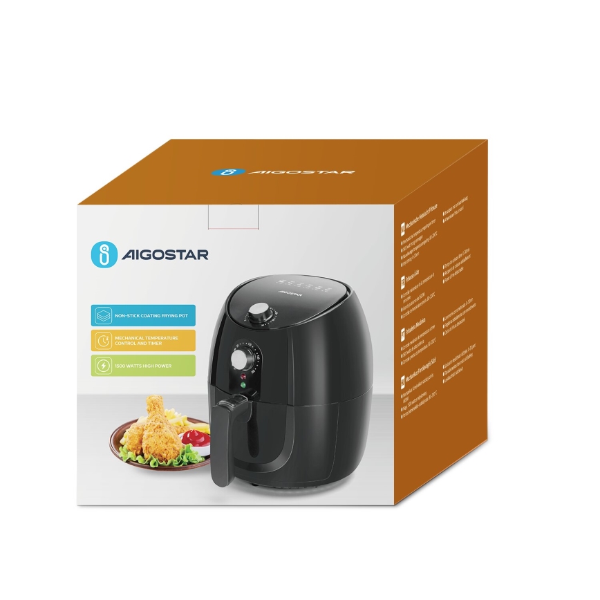 Aigostar - Cvrtnik na vroč zrak 1500W/230V 3,5l črna