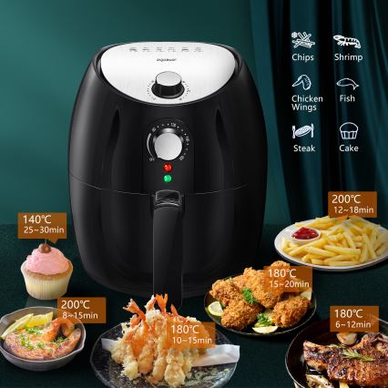 Aigostar - Cvrtnik na vroč zrak 1500W/230V 3,5l črna