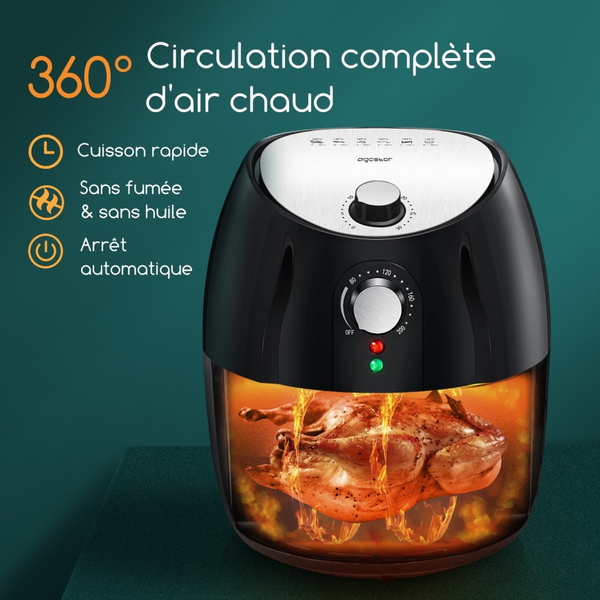 Aigostar - Cvrtnik na vroč zrak 1500W/230V 3,5l črna