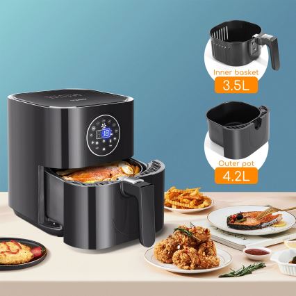 Aigostar - Cvrtnik na vroč zrak 1500W/230V 3,5l črna