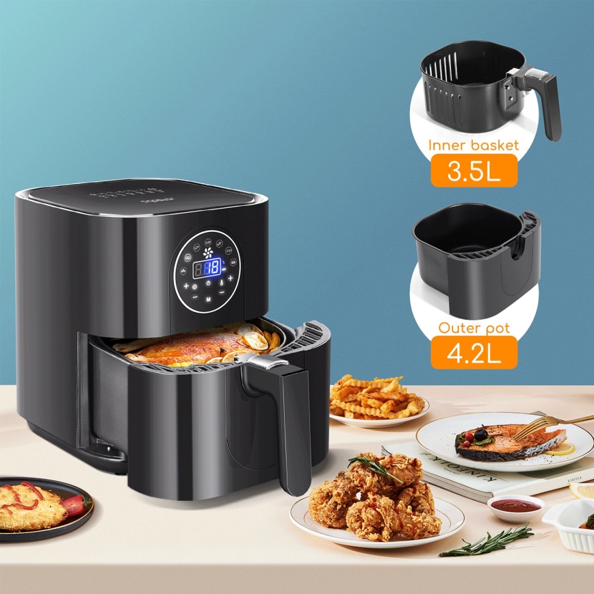 Aigostar - Cvrtnik na vroč zrak 1500W/230V 3,5l črna