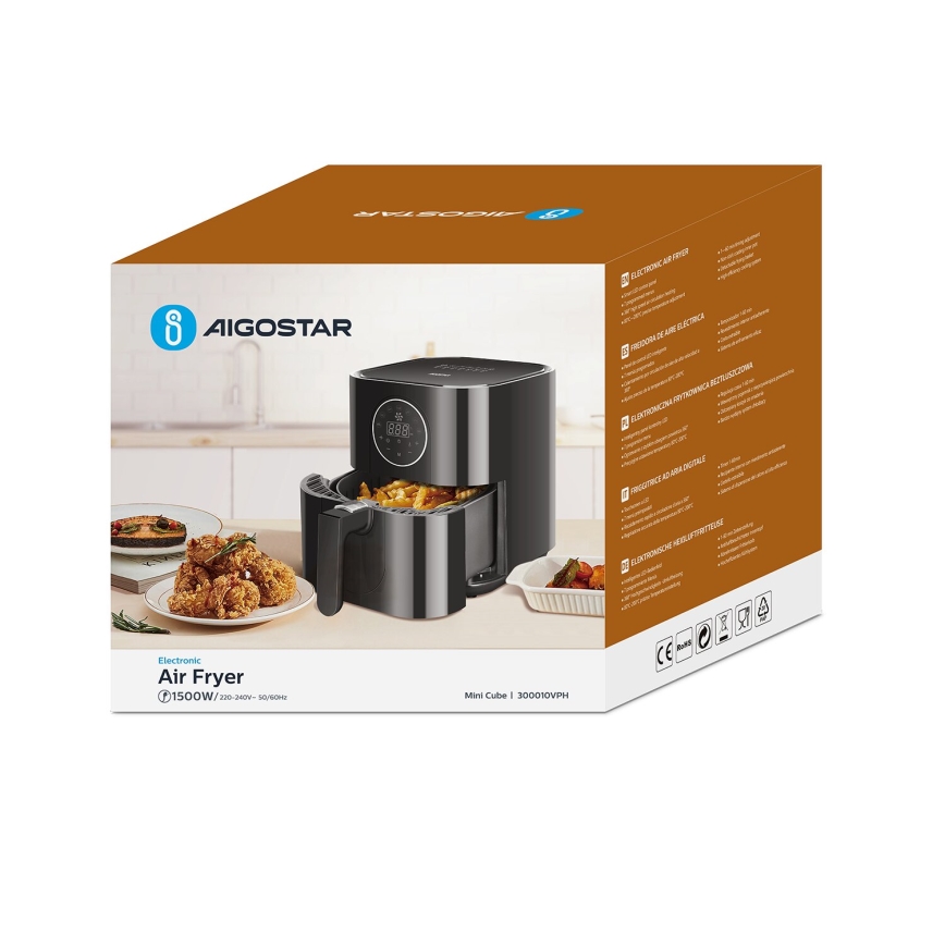 Aigostar - Cvrtnik na vroč zrak 1500W/230V 3,5l črna