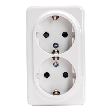 Aigostar - Dvojna stenska gospodinjska vtičnica SCHUKO 250V bela