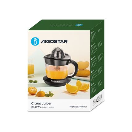 Aigostar - Električna stiskalnica citrusov 1l 40W/230V črna