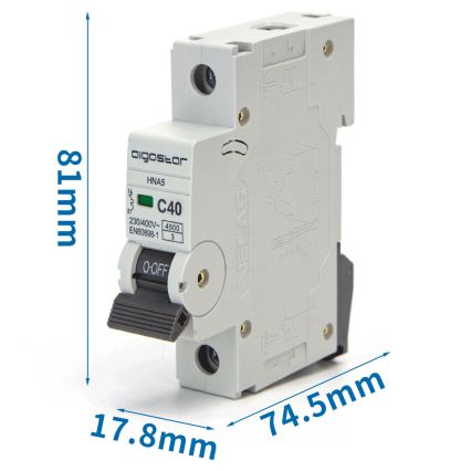 Aigostar - Enofazni avtomatski odklopnik 1P-40A-C 230-400V