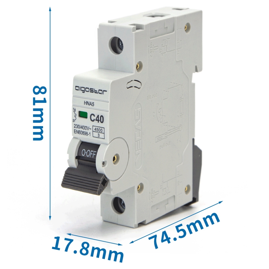 Aigostar - Enofazni avtomatski odklopnik 1P-40A-C 230-400V