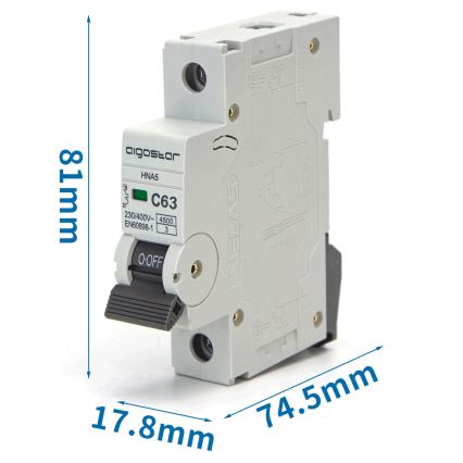 Aigostar - Enofazni avtomatski odklopnik 1P-63A-C 230-400V