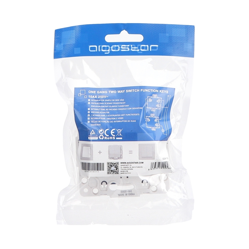 Aigostar - Enojno stikalo brez okvirja č. 6 črno