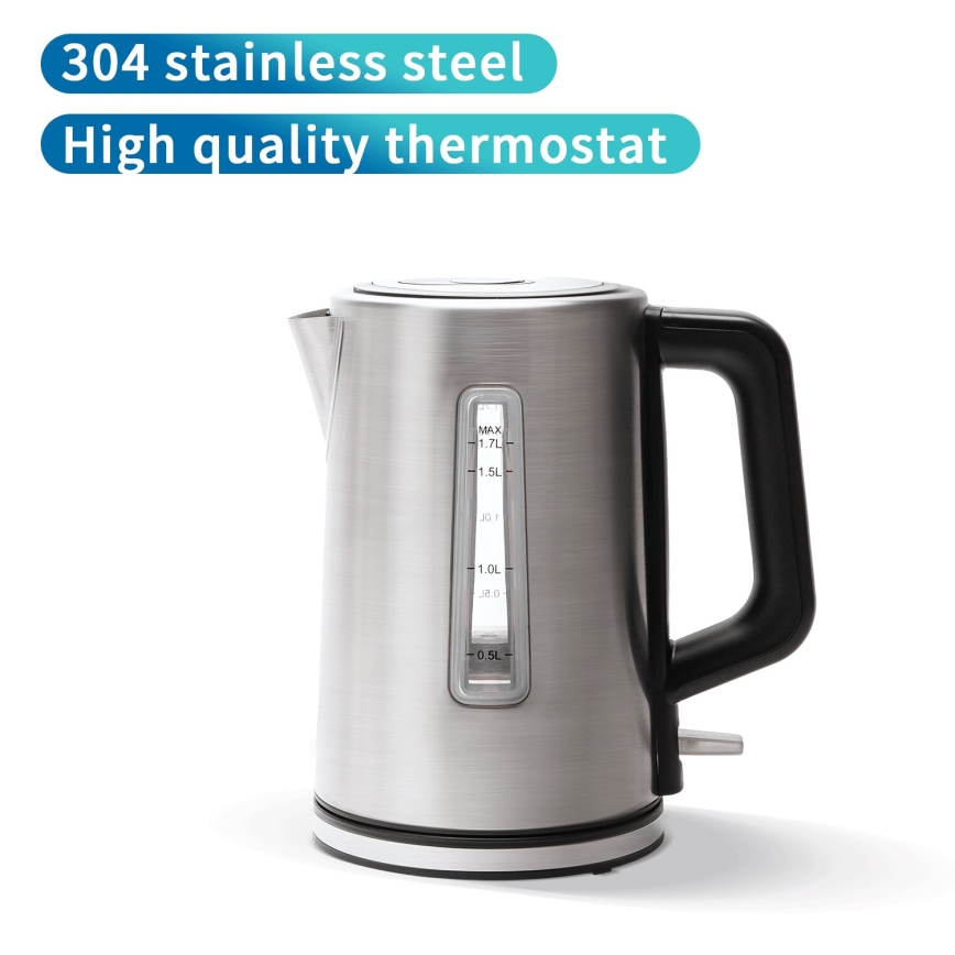 Aigostar - Grelnik vode 1,7l 2200W/230V mat krom