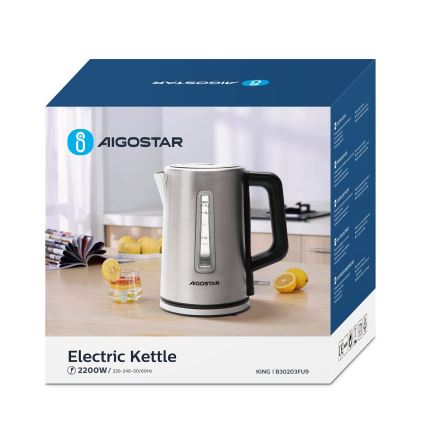 Aigostar - Grelnik vode 1,7l 2200W/230V mat krom