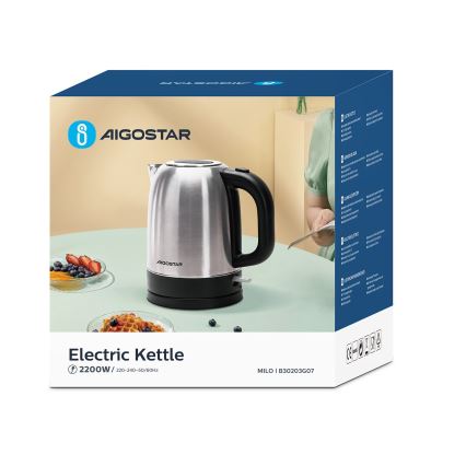 Aigostar - Grelnik vode 1,7l 2200W/230V mat krom
