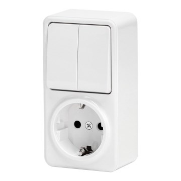 Aigostar - Hišno stikalo 2P z vtičnico 1x10A/250V SCHUKO