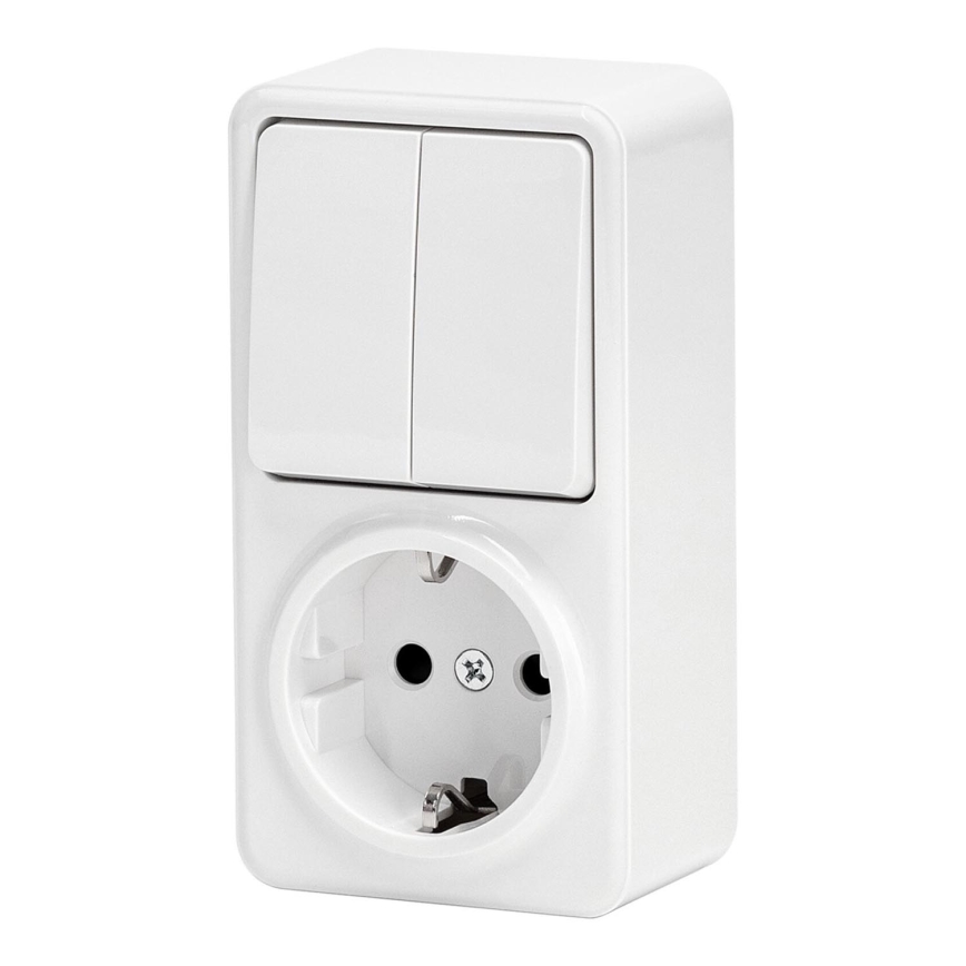 Aigostar - Hišno stikalo 2P z vtičnico 1x10A/250V SCHUKO