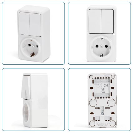Aigostar - Hišno stikalo 2P z vtičnico 1x10A/250V SCHUKO