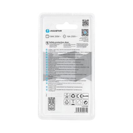 Aigostar - Hišno stikalo 2P z vtičnico 1x10A/250V SCHUKO