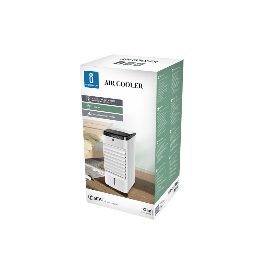 Aigostar - Hladilec zraka 60W/230V bela/črna + Daljinski upravljalnik