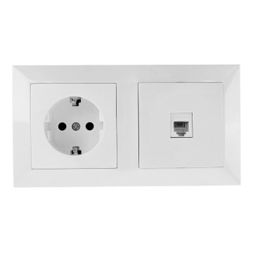 Aigostar - kombinirana Ethernet in SCHUKO vtičnica z belim okvirjem