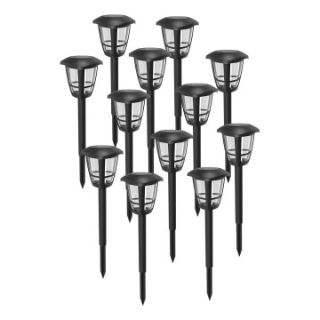 Aigostar - Komplet 12x LED solarnih svetilk LED/0,06W/2V 33,8 cm 6500K 100 mAh IP44 črne