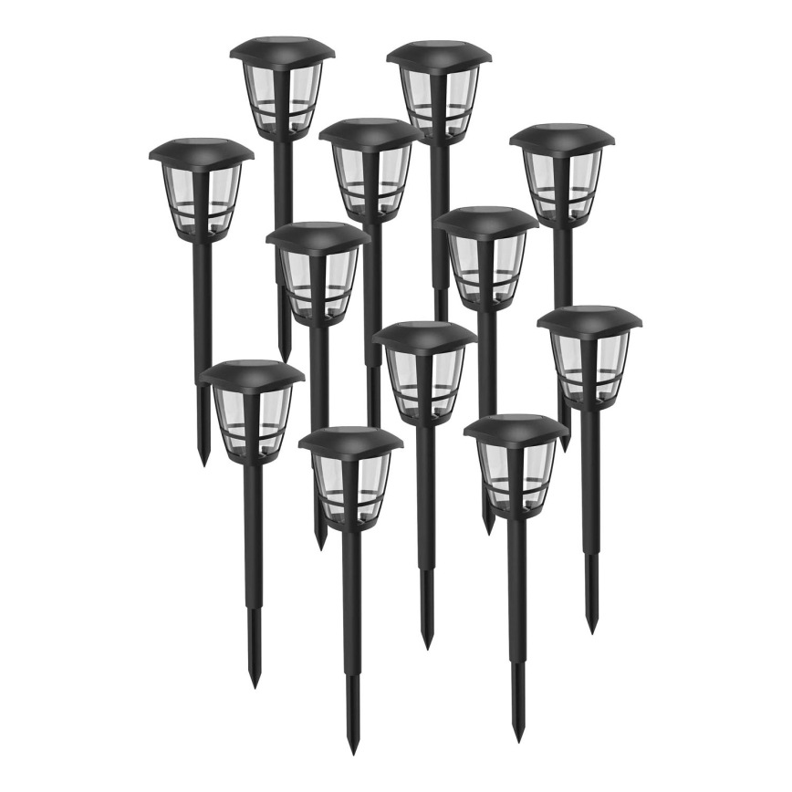 Aigostar - Komplet 12x LED solarnih svetilk LED/0,06W/2V 33,8 cm 6500K 100 mAh IP44 črne