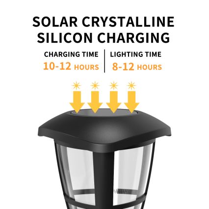 Aigostar - Komplet 12x LED sončnih svetilk LED/0,06W/2V 33,8 cm 6500K 100 mAh IP44 črna