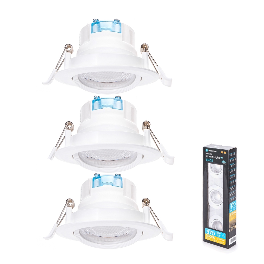 Aigostar - KOMPLET 3x LED Stropna svetilka LED/5W/230V 3000K preč. 8,5 cm bela