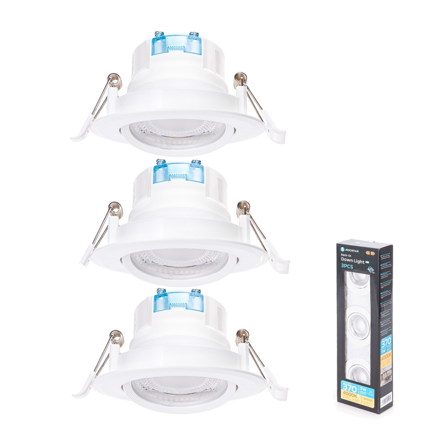 Aigostar - KOMPLET 3x LED Vgradna Svetilka LED/5W/230V 4000K premer 8,5 cm bela