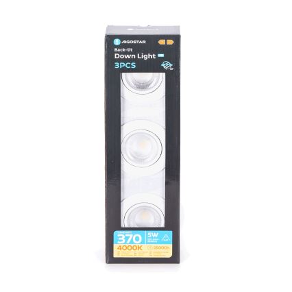 Aigostar - KOMPLET 3x LED Vgradna Svetilka LED/5W/230V 4000K premer 8,5 cm bela