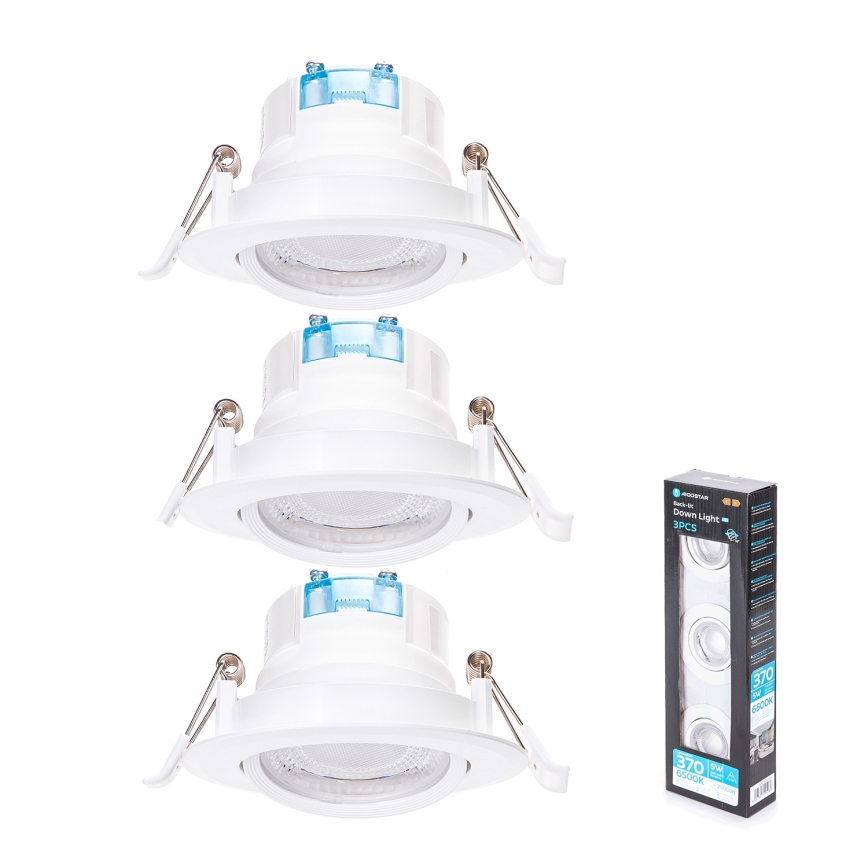 Aigostar - KOMPLET 3x LED Vgradna Svetilka LED/5W/230V 6500K premer 8,5 cm bela