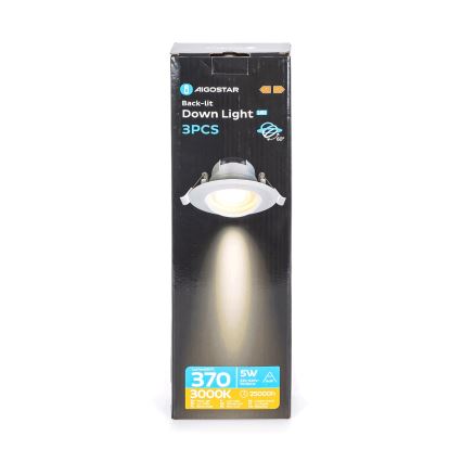 Aigostar - Komplet 3x LED vgradnih stropnih svetilk LED/5W/230V 3000K premer 8,5 cm v beli barvi