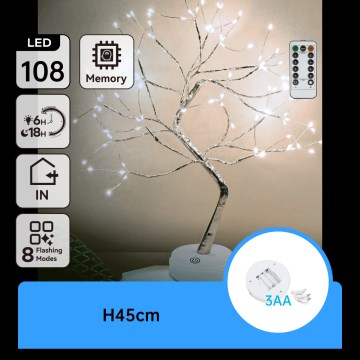 Aigostar - LED božična dekoracija 108xLED/3xAA/8 funkcij 45 cm hladna bela