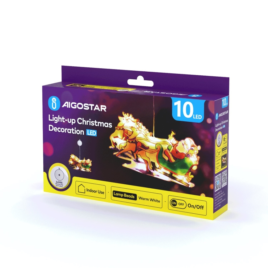 Aigostar - LED Božična dekoracija LED/3xAAA Božiček z jelenčki 13,4cm
