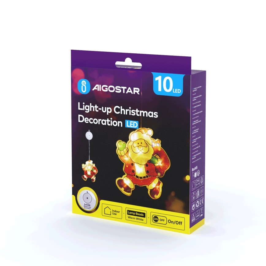 Aigostar - LED Božična dekoracija LED/3xAAA Santa 20cm