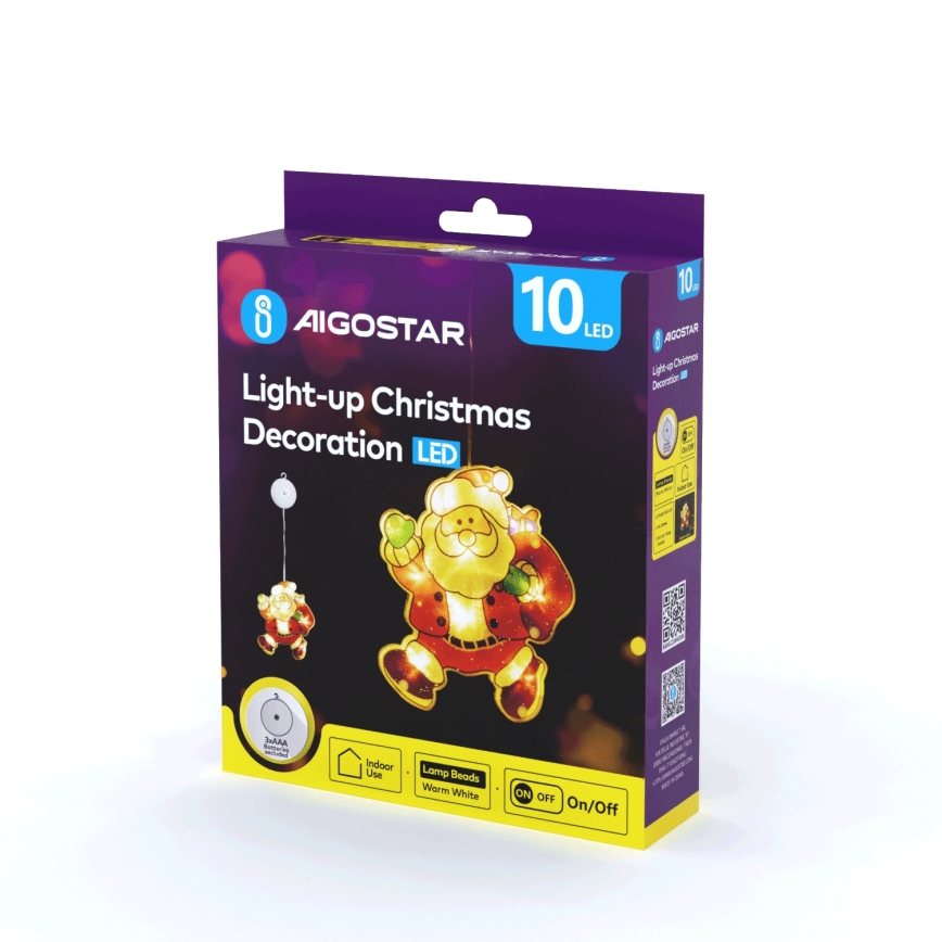 Aigostar - LED Božična dekoracija LED/3xAAA Santa 20cm